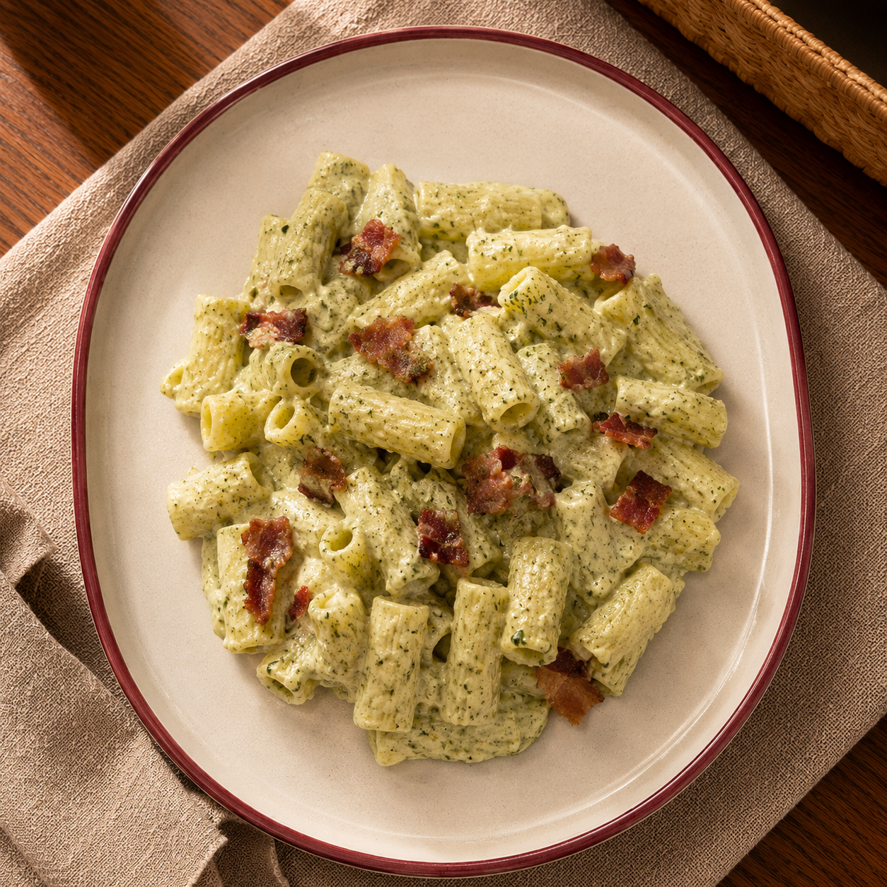 Pasta cremosa con tocineta