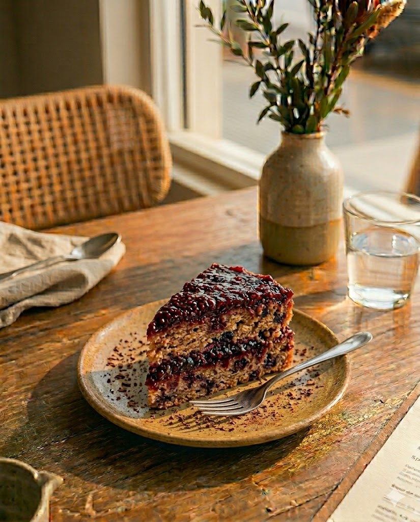 Torta vainilla mora porción